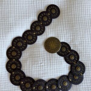 Western Leather medallion Circular Belt brown and gold